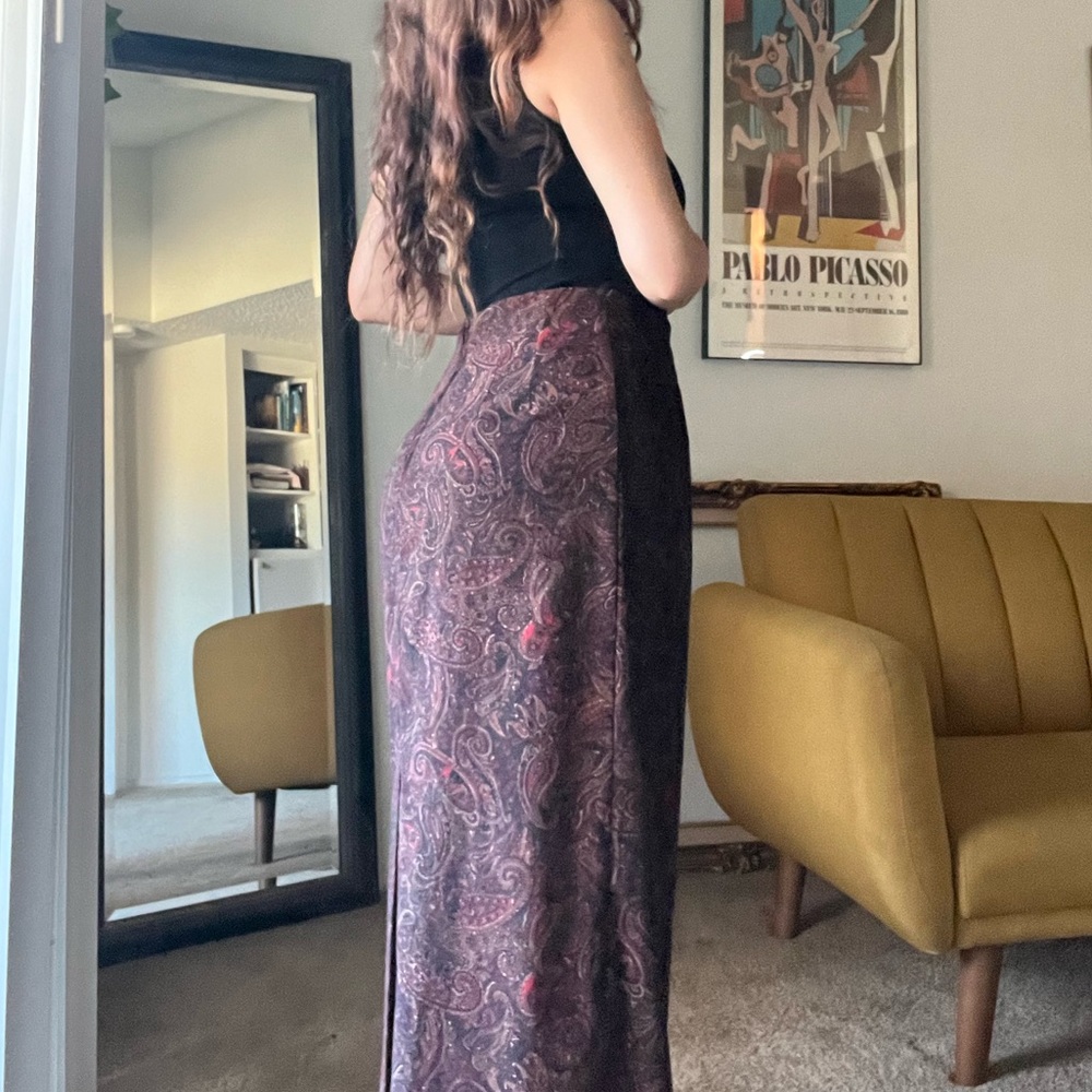 Vintage Covington Paisley Print Midi Skirt Sz 8
